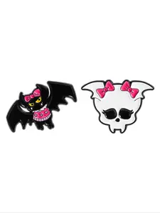 2PCS Gothic Enamel Pins Bow Bat Skull Brooch Backpack Lapel Badge Fashion Accessory Fashion Jewelry Suitable for Men and Women Daily Wear as Gifts for Friends