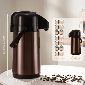 84 OZ Stainless Steel Thermos Flask, Double Wall Vacuum Insulated Water Bottle with Lever Pump, Hot and Cold Beverage Dispenser for Home and Office