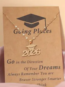 Stainless Steel Mortarboard Pendant Necklace for Women, Features Number 2026 Design, Ideal Gift for Special Occasions & Commemorative Events, Anniversary Necklace