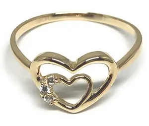 10k Solid Gold Double Heart CZ Ring (FC 71)