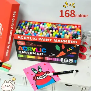 Guangna Acrylic Marker Set, 168 Colors Liquid-Based Stackable Soft Tip Markers, Permanent Drawing Markers, Large Capacity Art Supplies Ideal Gift for Artists