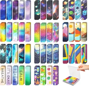 48 count  Sensory Stickers for   Items - Sensory Strips with Storage Box - 2 Textured Surface Fidget Strips for Office & Classroom Desk -  Adult & Teen