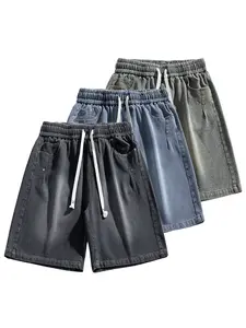 3Pack Men's Elastic Waist Denim Shorts, Drawstring Loose Fit Casual Jean Shorts with Pockets, Summer Streetwear | 1/2/3-pacs