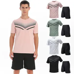 Men's 3PCS Workout Set, Quick Dry Athletic Short Sleeve T-Shirt and Shorts, Moisture Wicking Gym Running Training Activewear Outfits for Men, Breathable Sports Suit for Fitness, Jogging and Casual Wear