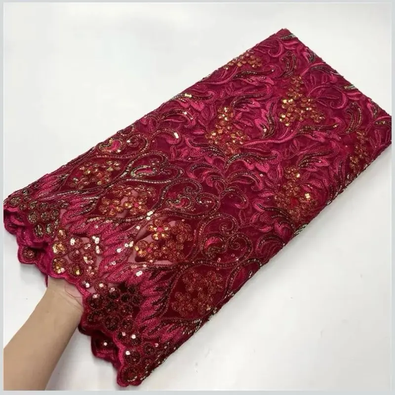 5 Yards High Quality African Lace, Elegance Lace Materials, 5 Yards Each, Intricate Designs, High-Quality Crafted Material, Durable & Versatile for Various Crafts