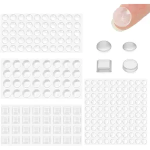214 count Cabinet Door Bumper Combo,Soft Self Adhesive Clear Sound Dampening Rubber Pad Stopper Protector for Wall Furniture Drawer(4 Sizes)
