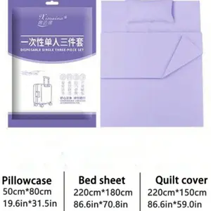 Disposable Three/four Piece Non-Woven Bed Sheet Set, Hotel Travel Use, Bare Sleepable, Made in Zhejiang, China