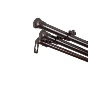 Central Design  0.8125 in. Triple Curtain Rod with 66 to 120 in. Extension, Cocoa