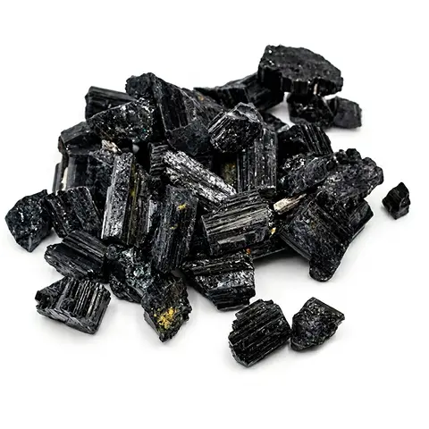 Black Tourmaline Raw Unpolished Striated Prismatic Crystals - 1 lb Medium Bulk Natural Gemstones for Protection, Grounding, Root Chakra Healing