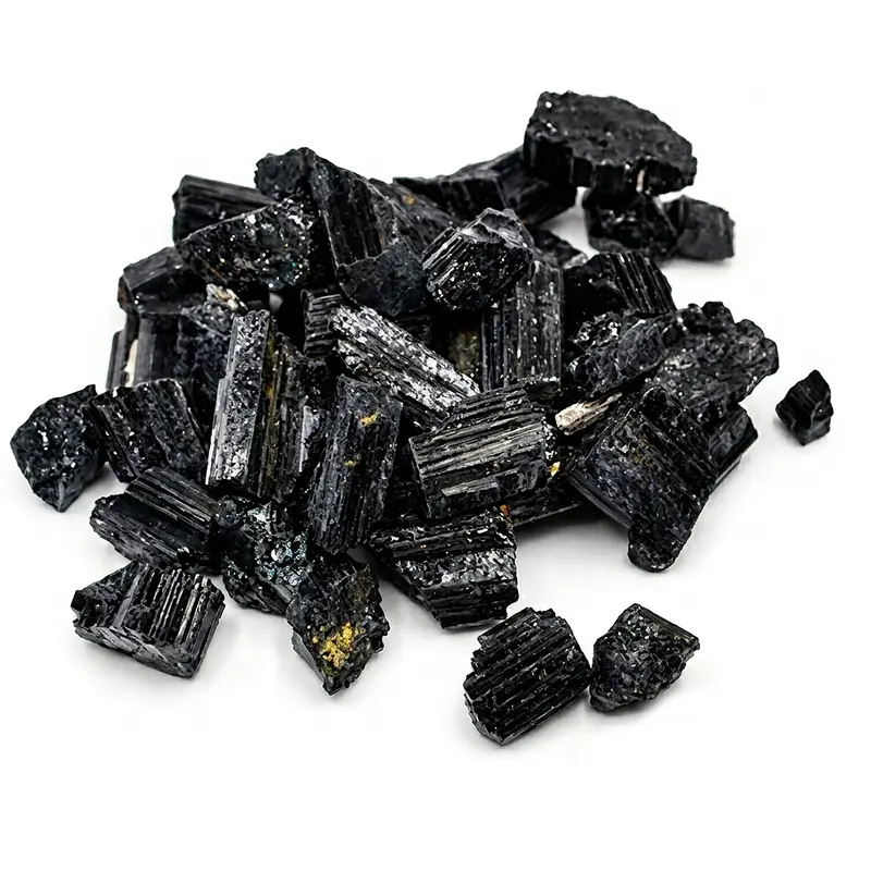 Black Tourmaline Raw Unpolished Striated Prismatic Crystals - 1 lb Medium Bulk Natural Gemstones for Protection, Grounding, Root Chakra Healing