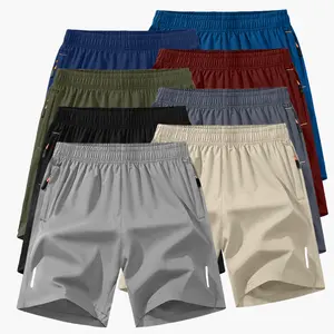 Men’s summer casual athletic shorts with an elastic waistband, zippered pockets, and reflective stripe design—suitable for everyday wear and sports. Men's Breathable