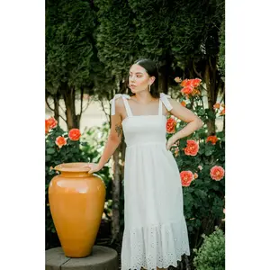 Eliza White Eyelet Midi Dress