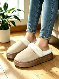 Eva Thick Sole Anti-Slip Silent Winter Slippers, Unisex Warm Cotton House Shoes, Deer Skin Velvet Head Cover, Perfect for Home Use