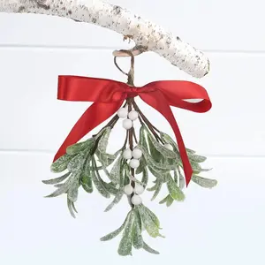 Artificial Mistletoe Frosted Imitation Mistletoe Decorative Door Ornament Christmas Hanging Decoration Imitation Mistletoe Hanging Ornament