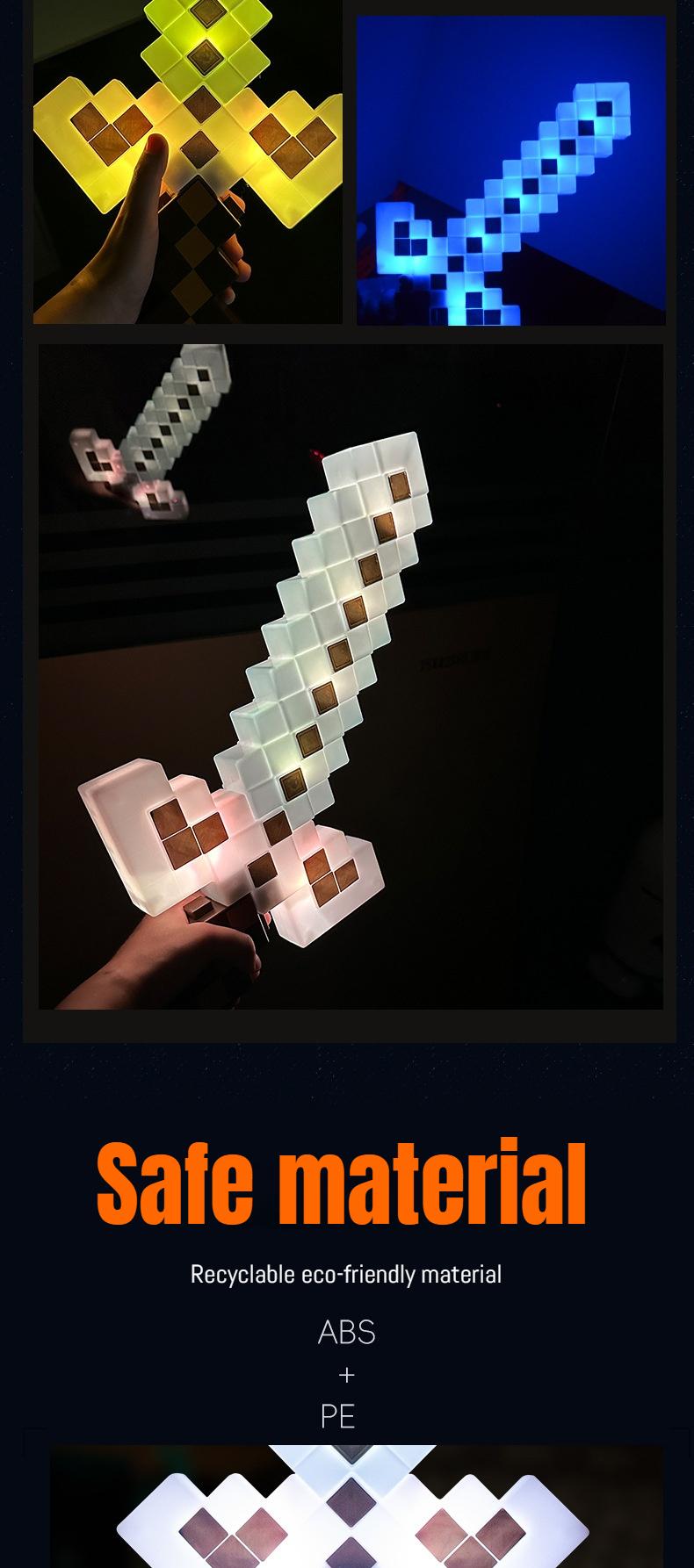 LED Light-Up Enchanted Sword Pixel Life-Size Role-Play Toy Costume Accessory Inspired by Video Game