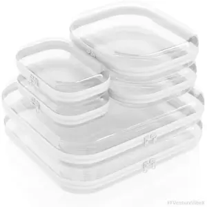6 Pack Clear Hard Shell Zipper Case (2 Small, 2 Medium, 2 Large), See-Through Hard Plastic Organizer Pouches with Zipper for Travel, Toiletries, Makeup, Electronics & Pencils - Crush-Resistant Storage FFVentureVibe8