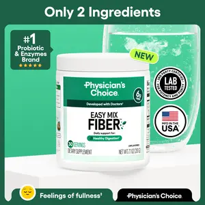 Physician’s Choice Easy Mix Fiber Powder - Sugar Free, No Grit & Tasteless - Prebiotic Fiber Supplement for Regularity, Digestion & Gut Health