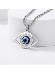 Classic Evil Eye Pendant Necklace - Stainless Steel Turkish Eye Jewelry for Men/Women