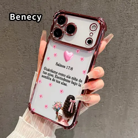 Transparent Electroplated TPU-Silicone Protective Cellphone Case for iPhone 17 Pro Max,16,15 Plus,14,13,12,11,E - Wings of Grace, Non-Slip, Lightweight, 4-Corner Shockproof Drop-Protection, Soft Trendy Mobile Phone Accessories Casing Cover