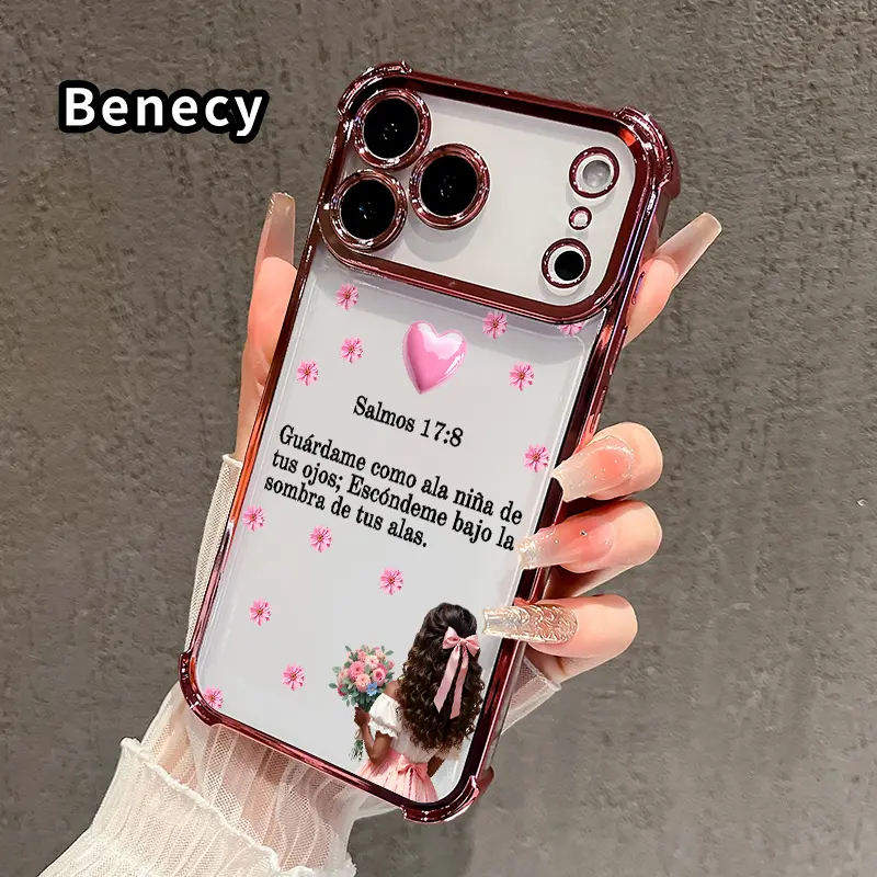 Transparent Electroplated TPU-Silicone Protective Cellphone Case for iPhone 17 Pro Max,16,15 Plus,14,13,12,11,E - Wings of Grace, Non-Slip, Lightweight, 4-Corner Shockproof Drop-Protection, Soft Trendy Mobile Phone Accessories Casing Cover