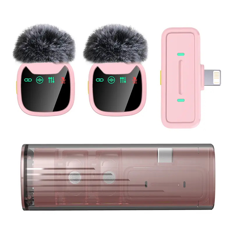 Wireless Lavalier Microphone for Mobile Smartphones - Studio Audio, LED Display, Noise Reduction, Port Charging, Plug-and-Play for Interview, Vlog Recording