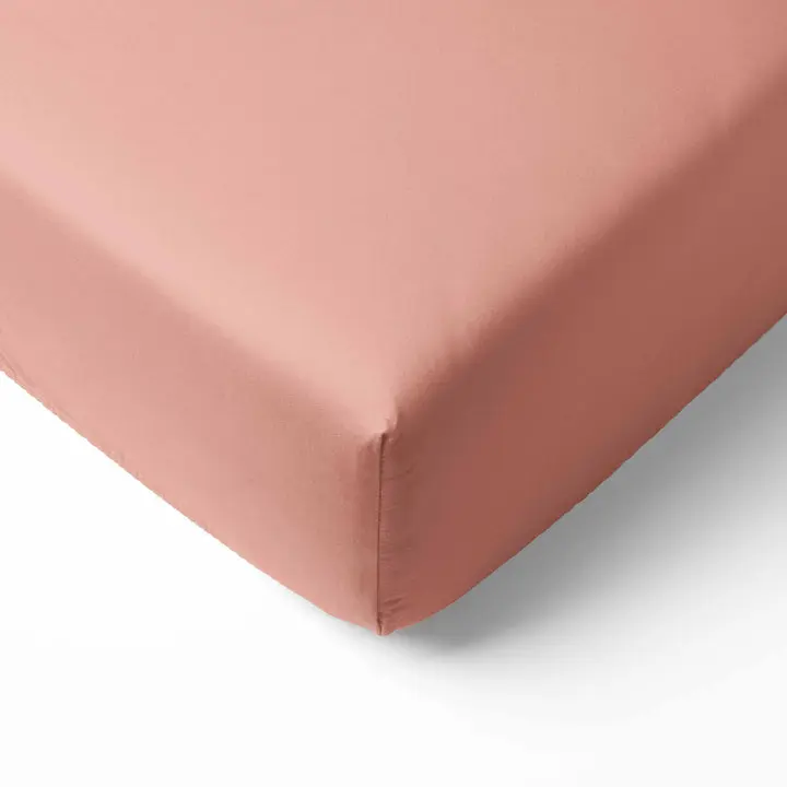 Bacati Solid 100% Cotton Percale Fitted Crib Sheet – Coral