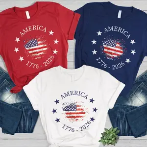 America 250th Anniversary Patriotic T-Shirt, USA Flag Graphic Tee, Independence Day Celebration Shirt, 4th of July Outfit Idea, American Pride Gift for Men and Women - TrendWear USA