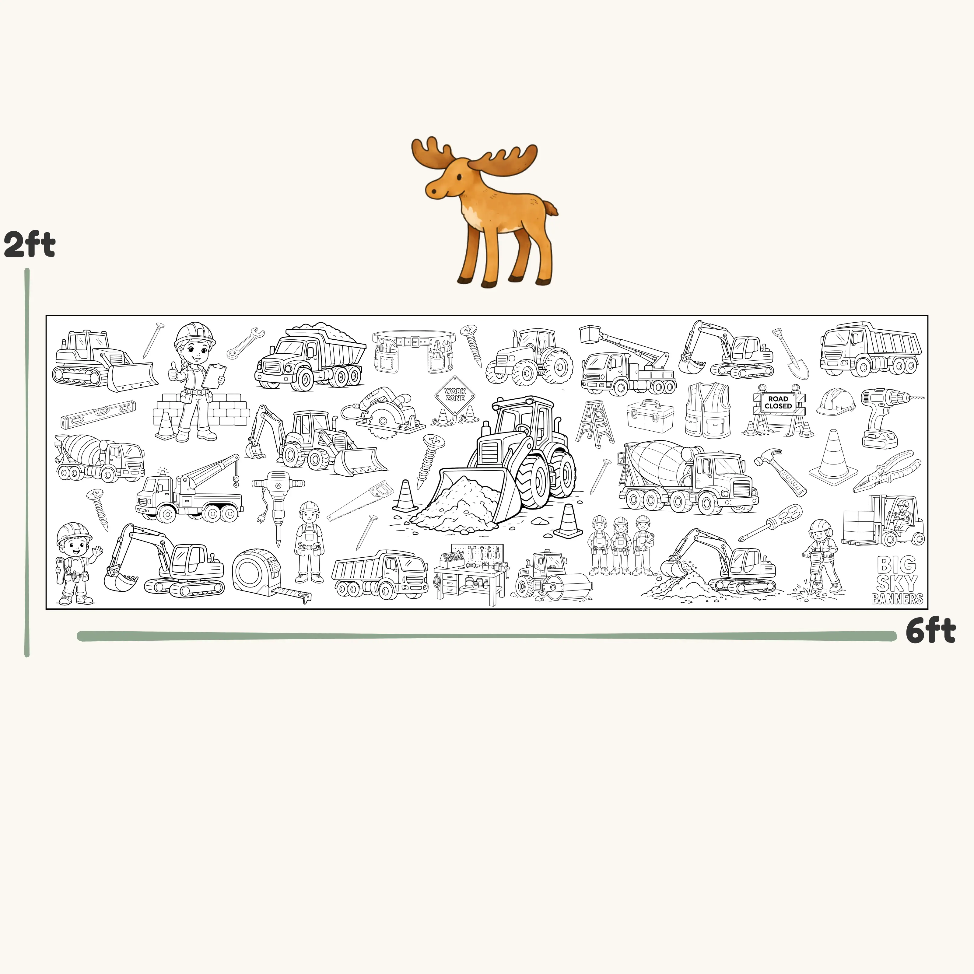 The Construction Site Giant Coloring Banner