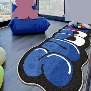 Modern Blue Letter Carpet Rug, Soft Comfortable Thick Plush, Bedroom Bedside Mat, Living Room Hallway Bathroom Closet Decor, Home Decorative Rug, Fluffy Modern Rug