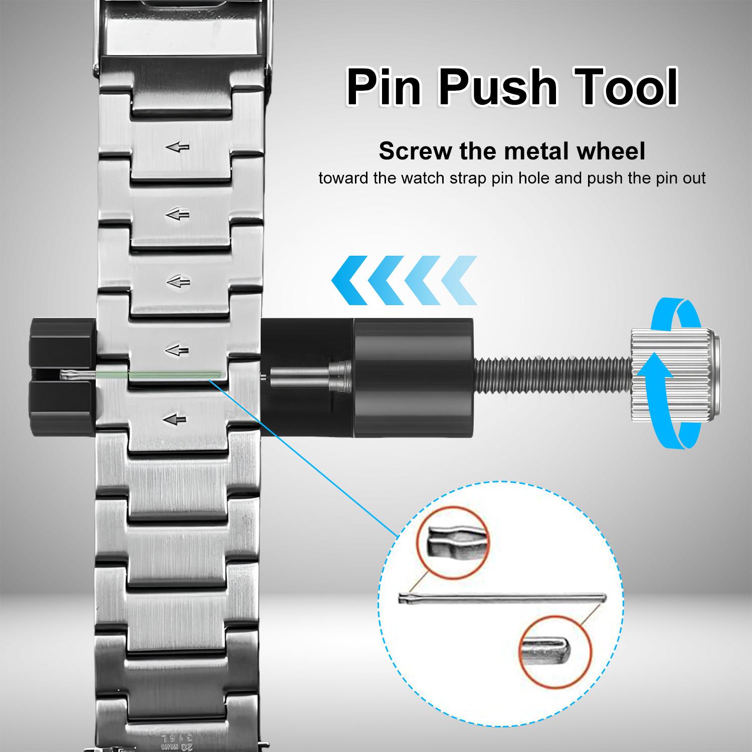 Watch Link Removal Kit,Adjust and Remove Bracelets Tools with 3PCS Replacement Pins, Pin Remover for Sizing Strap Watches Sizings Adjustment Tool Kit for Watches Repair and Sizings