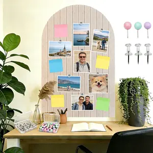 Cork Board Alternative for Walls, 36" x 24" Large Felt Bulletin Board Tiles with Arch Design, Office Cork Board with PushPins Adhesive Tabs, Cute Corkboard Pin Board for Pictures - Beige