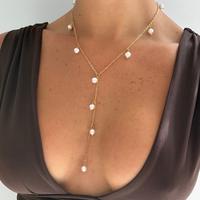 18K Gold Waterproof, Hallie Lariat Necklace