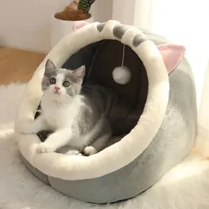 Cozy Haven Cat Bed™ Ultra Soft Breathable Cotton Foldable Portable Cartoon Aesthetic for Modern Pet Owners Safe Hygienic Removable Washable Cover