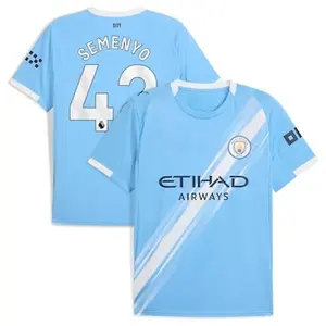 [Delivery in 2 weeks] Unisex Soccer/Football Manchester City Team Antoine Semenyo #42 Premier League 2025/2026 Home Replica Player Jersey - Sky Blue