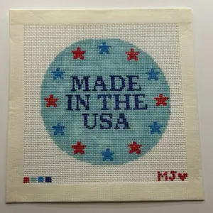 Made In the USA Fourth Of July - Hand Painted Needlepoint Canvas - 18ct Mesh