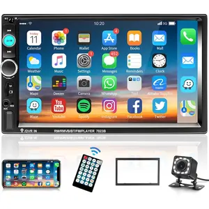 Car Stereo 2 Din Car Radio 7 Inch MP5 Player with HD Touch Screen Digital Display Bluetooth Multimedia support USB SD Aux-in Double Din Autoradio Mobile Phone Interconnection with Backup Camera