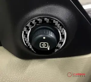 Real Carbon Fiber Mirror Adjuster Trim Overlay For Mustang 2010-2014