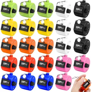 24 count Handheld Tally Counter, Metal Pitch Counter Hand Mechanical Counters Clickers for School Event, 8 Colors Counting Numbers for Coaching, Fishing, People, Golf Lap, Stadiumand  Row