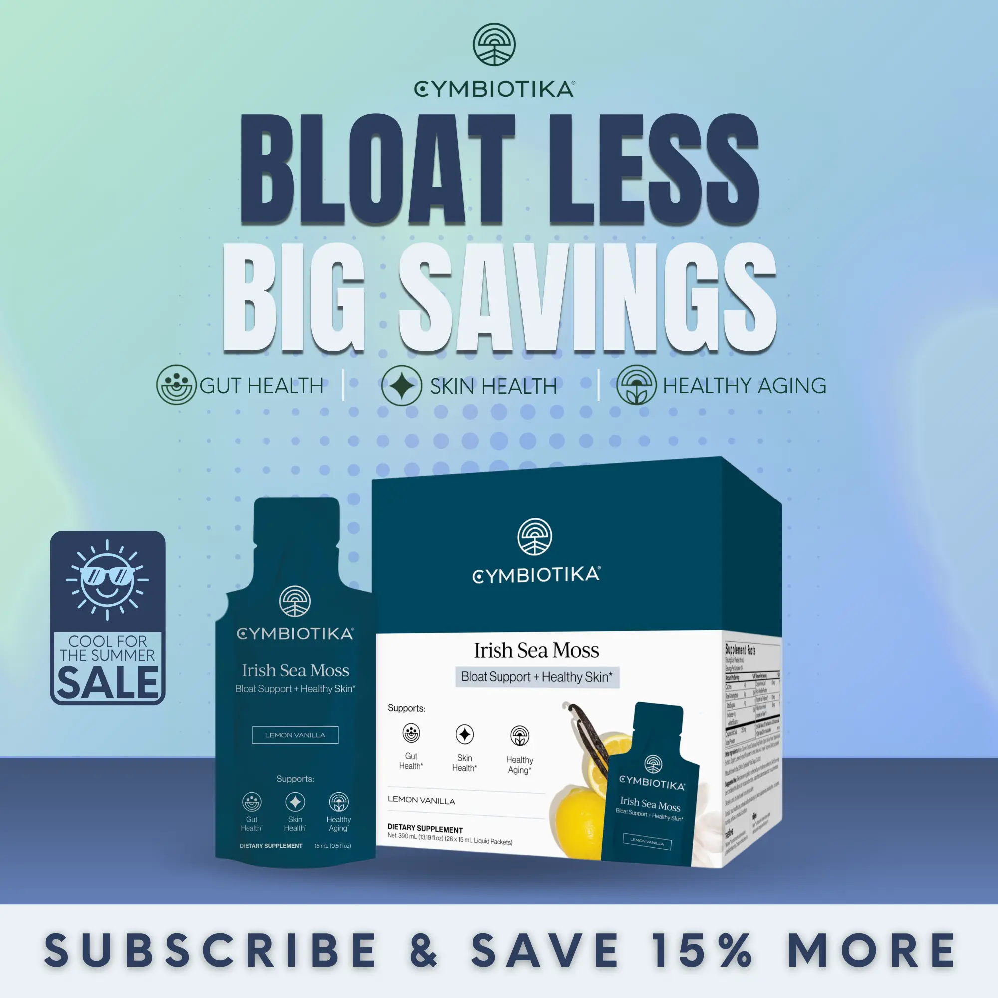 Irish Sea Moss | 26 Packets | Gut Health, Radiant Skin & Thyroid Support | Reduce Bloat & Hormonal Balance | Cellular Energy & Healthy Aging | with Aloe, Tribiome & Rējen | No Gel, No Refrigeration | Plant-Based | Third-Party Tested