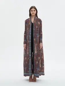 Miyake Women's Abaya Long Robe Cardigan Windbreaker Coat, Arab Style Ethnic Clothing, Ramadan Fashion Party Essential, Commuter Must-Have