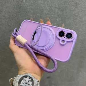 Magnetic Ring Holder Bracket Wrist Strap Cord Case For iPhone 17 Air 16 15 14 13 11 12 Pro Max 15 Plus Shockproof Matte Cover