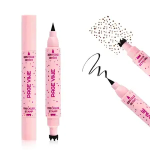 2 In 1 Dual Ended Freckle Stamp Pen & Eye Liners, Natural Faux Freckles Kit Liquid Eyeliner for Women, Long Lasting Face Freckles Pen Waterproof Makeup