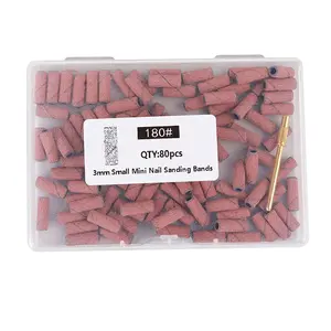 80pcs/box 3mm Mini Sandpaper Strips Nail File with Metal Core Shaft, for Nail Polish Remover Gel Dead Skin Callus, Salon & Personal Use Gift