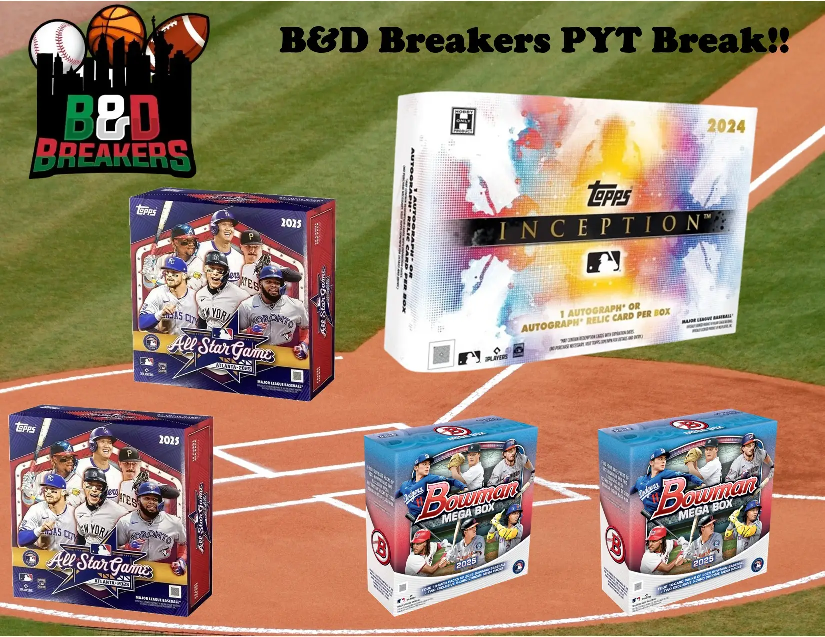 1x 2024 Topps Inception hobby box & 2x 2025 Bowman mega boxes & 2x 2025 Topps All Star Game mega boxes - PYT break - 5 total boxes -250714-1