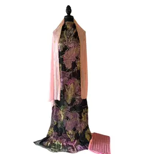 Blush and lemon with black Embellished 3 pcs Driya with Gold Beadwork & Crystals for Weddings Eid & Special Events