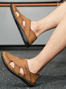 Men's Hand-stitched Sports Sandals | High-quality Breathable Hollow-out Slip-on Shoes