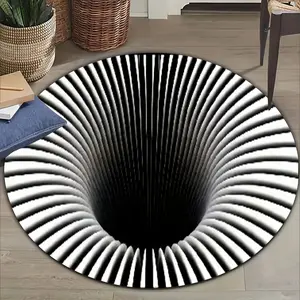 Spiral Black Hole Round Boho Rug: HD Printed, Double-Lock Edge, Machine Washable, Non-Slip for Home, Ideal Gift