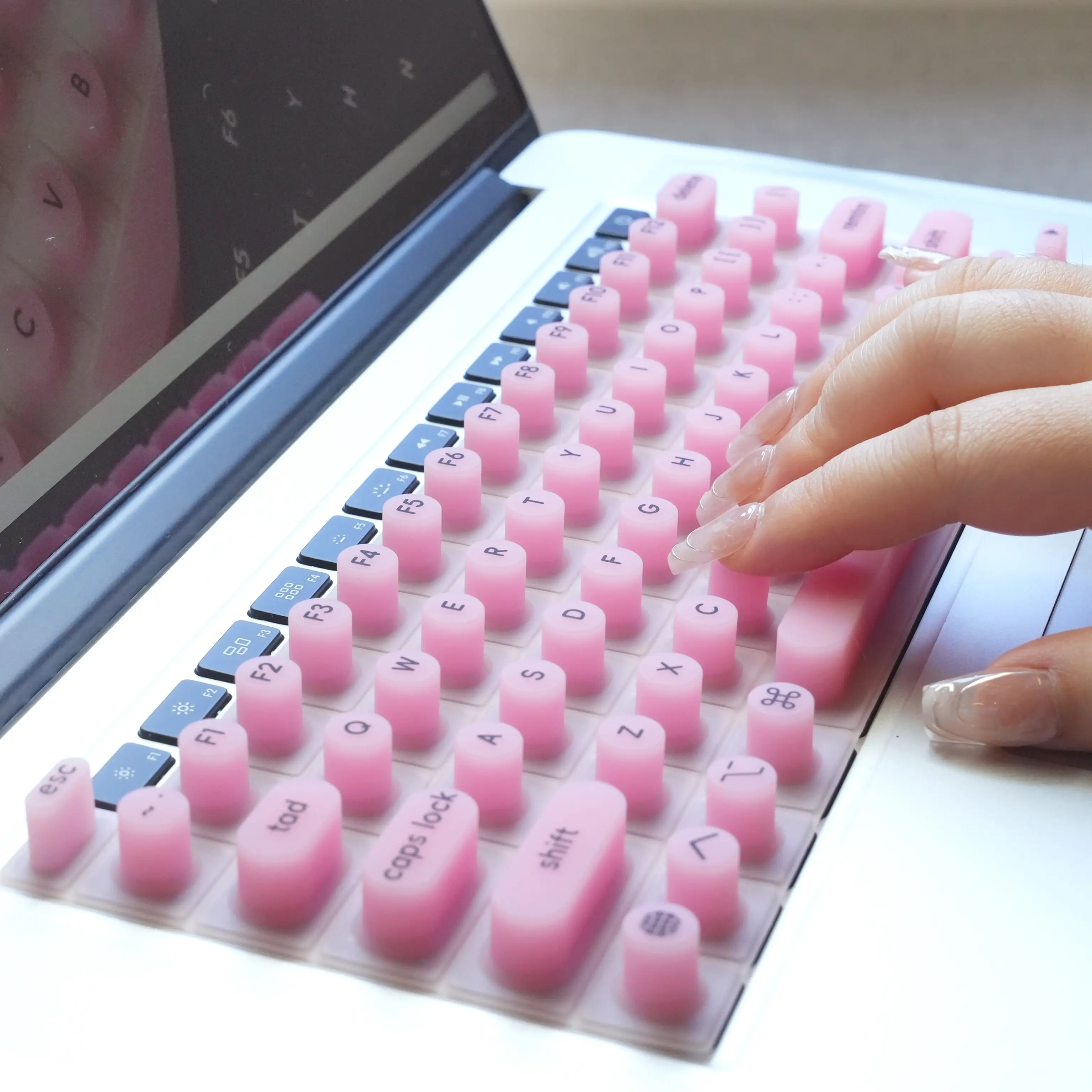 Tidytype Ergonomic Keyboard Film for Nail Art - Silicone Cover for Apple's Full Model Keyboard -Professional Nail Organization Certification