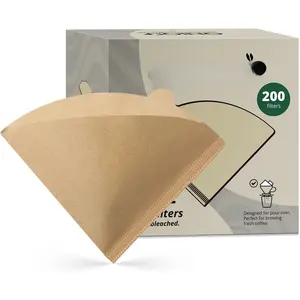 V60 Coffee Filters 02,  Unbleached Size 02 Cone Coffee Filters, 200 Count  Brown Pour Over Paper Filters for Hario V60 & Others 1-4 Cup Coffee Dripper