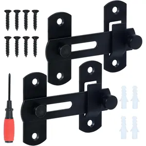 2 Pack 180 Degree Flip Barn Door Lock for Barn Door, Pet Door,,,, Window, Door for Protect Your Safety and Privacy, Rugged and Corrosion Resistant